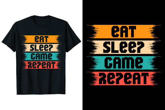 Eat Sleep Game Repeat T-Shirt Vector