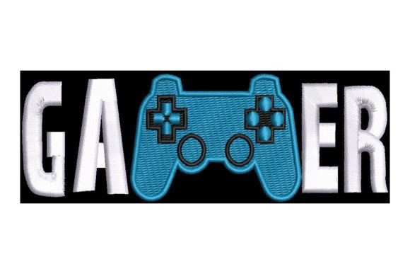 Gamer Text with Controller Embroidery Design