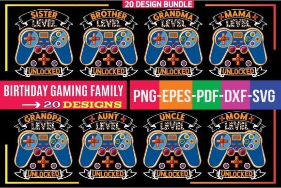 Gaming Birthday Family Design Bundle: Versatile Party Graphics