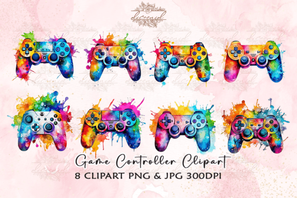 Gaming Watercolor Clipart for Designers and Creators